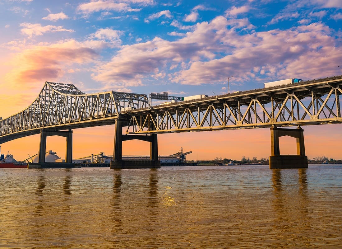 Flowood, MS - Aerial View of Flowood, MS With a Bridge